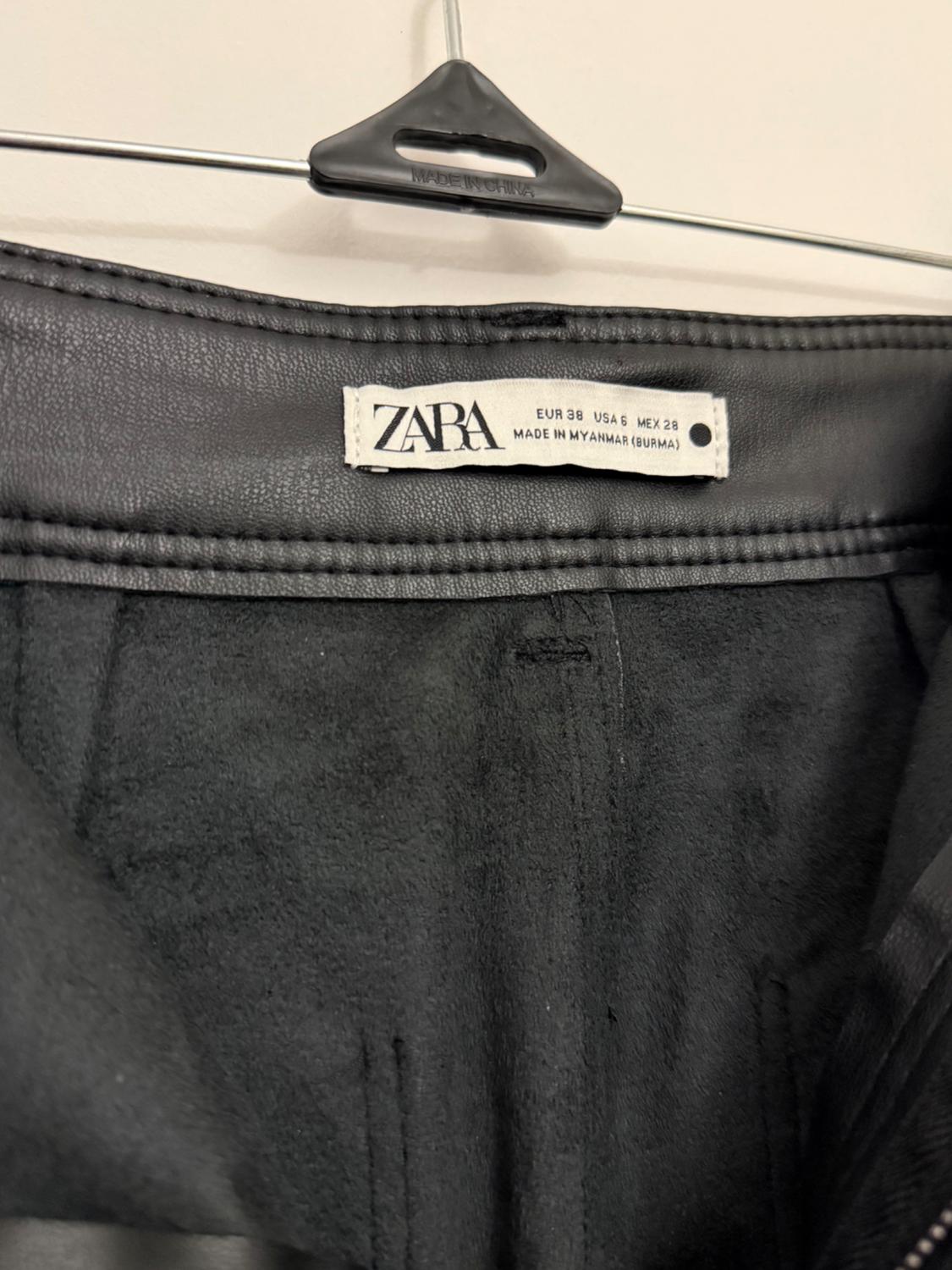 ZW NAVY STRAIGHT-LEG HIGH-WAIST FAUX LEATHER TROUSERS - Image 7