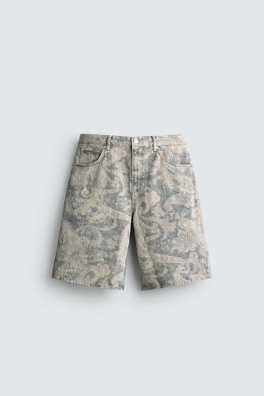 برمودا BAGGY FIT بطبعة PAISLEY - أزرق فاتح الخاص بـ Zara