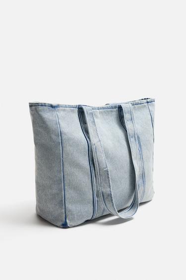 SAC SHOPPER DENIM EFFET DÉLAVÉ - Bleu de Zara - Image 3