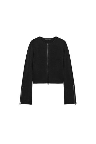 ZIP-UP KNIT CARDIGAN - Black by Zara