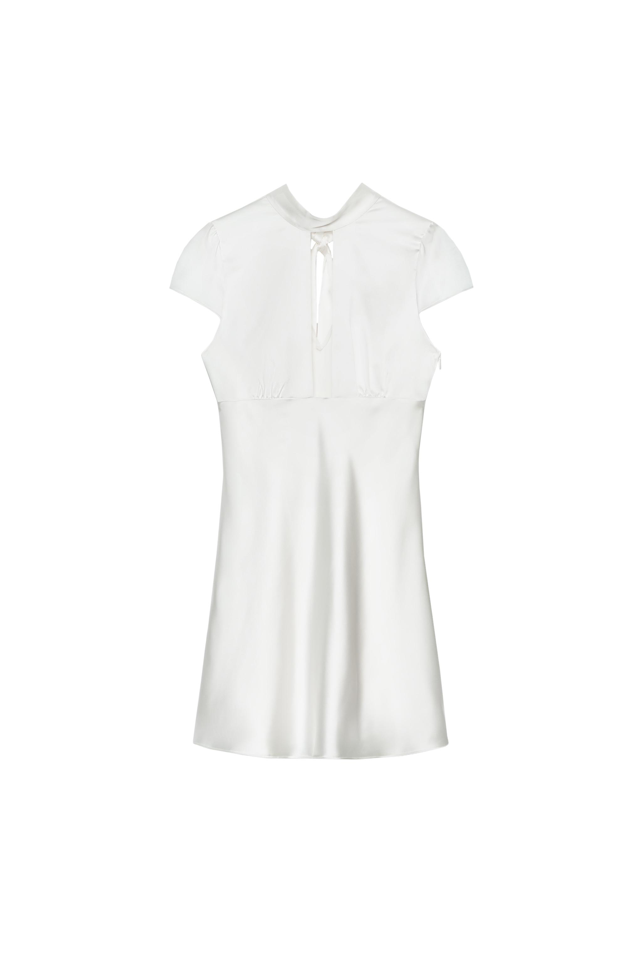 SATIN EFFECT SLIT DRESS - White | ZARA United States SATIN EFFECT SLIT DRESS - White | ZARA United States