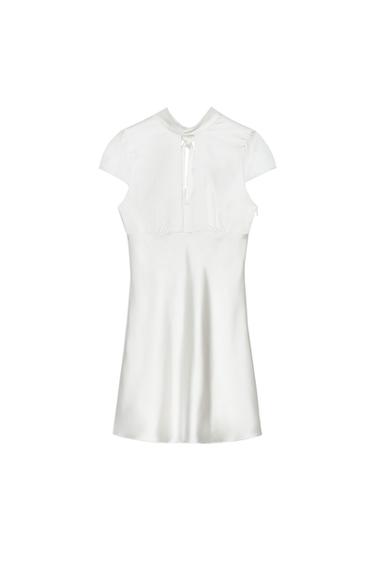 SATIN DRESS WITH OPENING - White by Zara