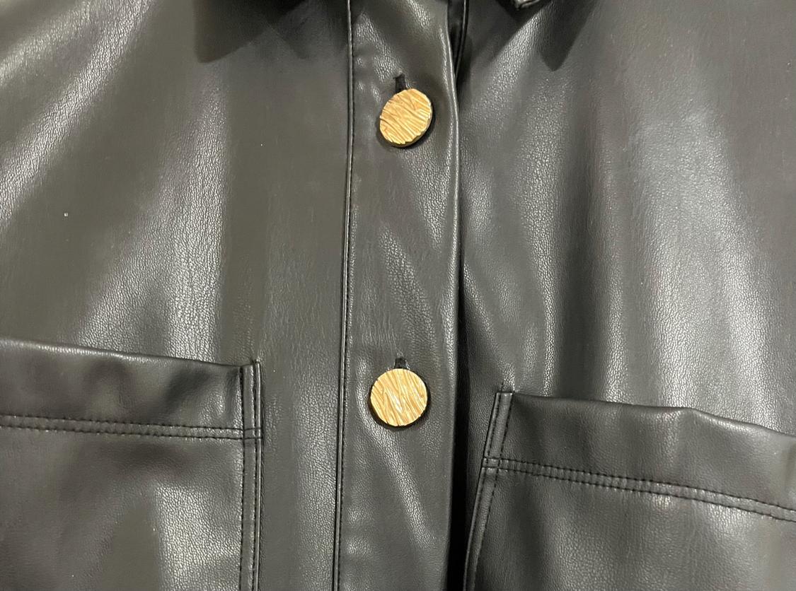 FAUX LEATHER OVERSHIRT WITH GOLDEN BUTTONS - Image 4