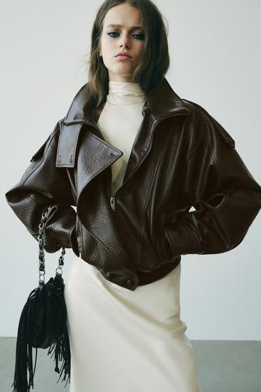 FAUX LEATHER JACKET - Brown by Zara