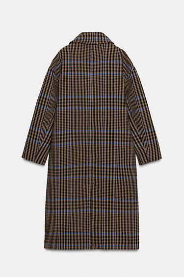 Zara OVERSIZED PLAID COAT - Multicolored