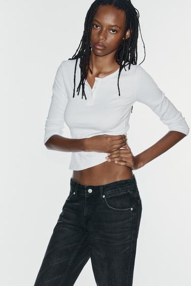 TRF LOW-RISE WIDE-LEG JEANS - Black by Zara