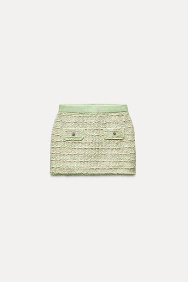 FALDA MINI PUNTO ESTRUCTURA - Verdes de Zara