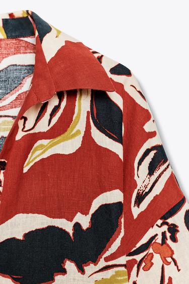 FLORAL PRINT LINEN BLEND SHIRT - Multicoloured by Zara - Image 8