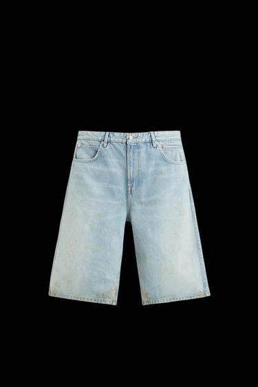 Zara VINTAGE EFFECT BAGGY FIT DENIM SHORTS - Light blue - Image 0