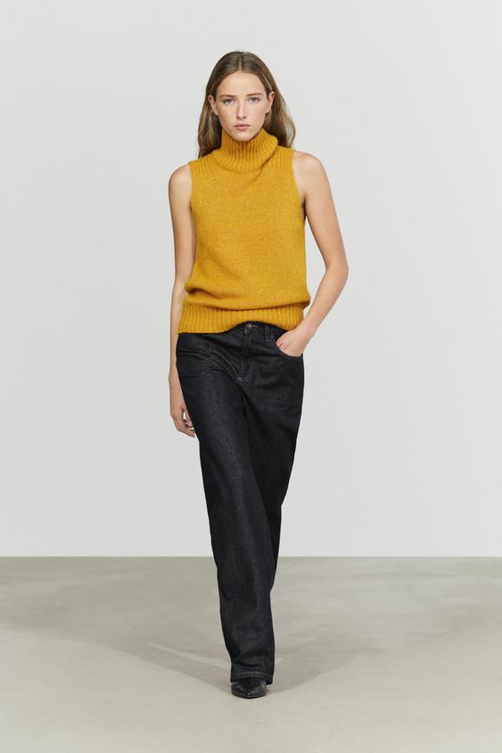 Gilet en maille à col roulé avec laine - Moutarde de Zara - Image 0