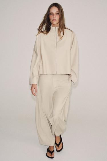 PANTALON BALLON MÉLANGE LAINE ZW COLLECTION - Beige de Zara - Image 3