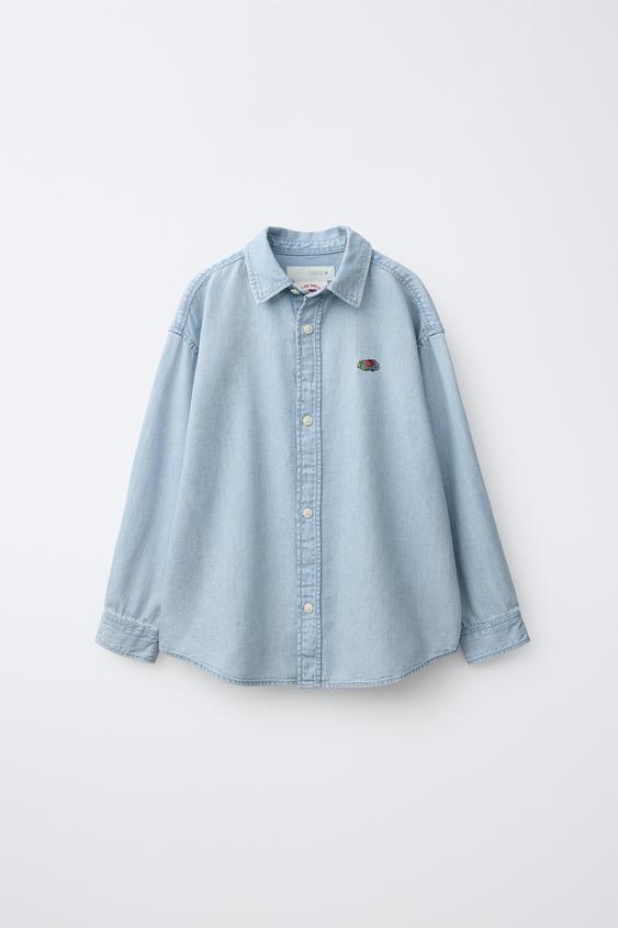 CAMISA DENIM BORDADO FRUIT OF THE LOOM™ - Azul de Zara - Imagen 0