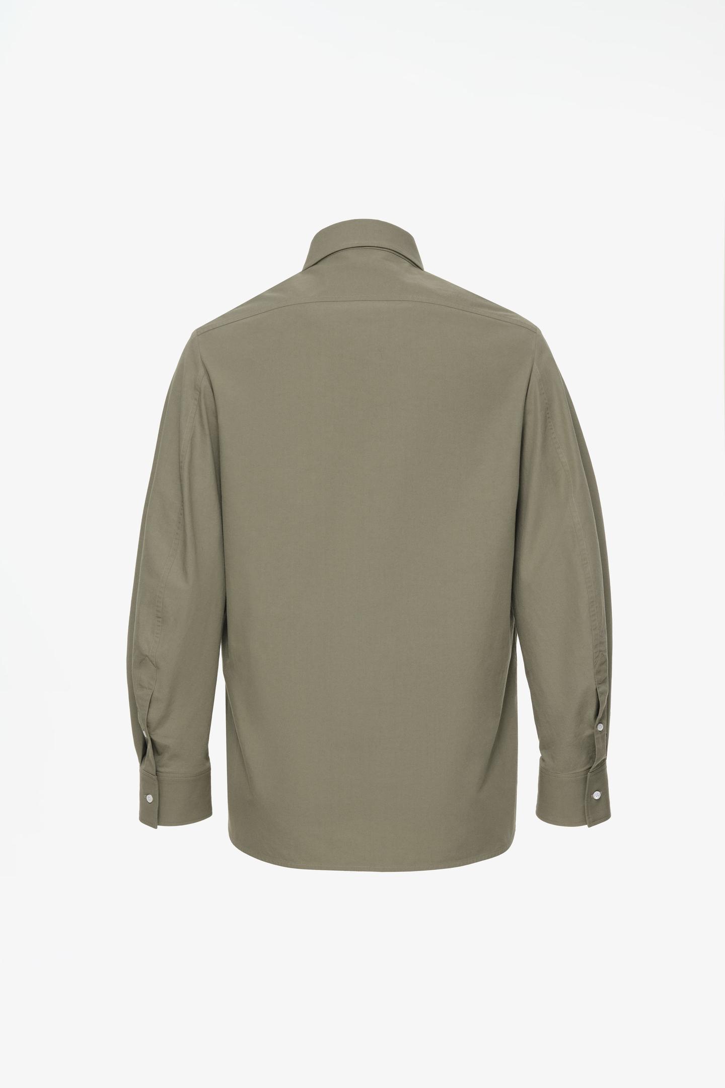 Мужская рубашка Zara Limited Edition Striped Shirt with Contrast Collar, цвет: Оливковый зелёный — фото 4