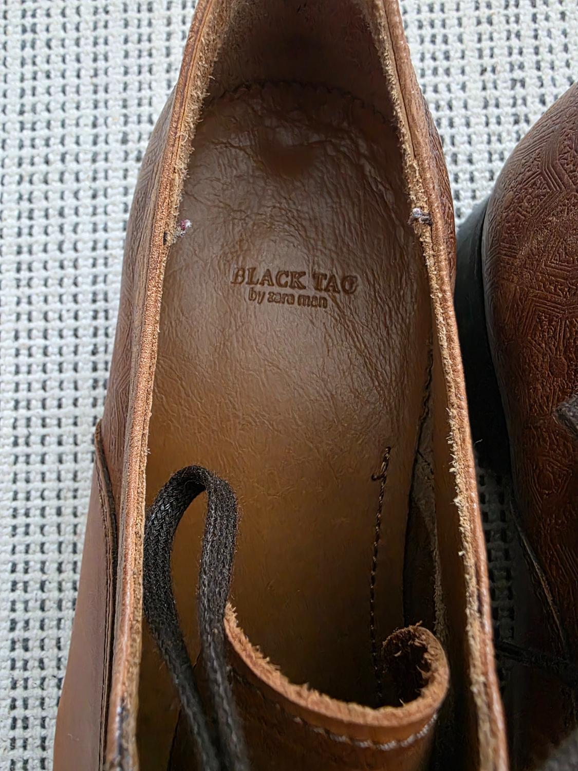 TAN BROWN EMBOSSED LEATHER SHOES - Image 10