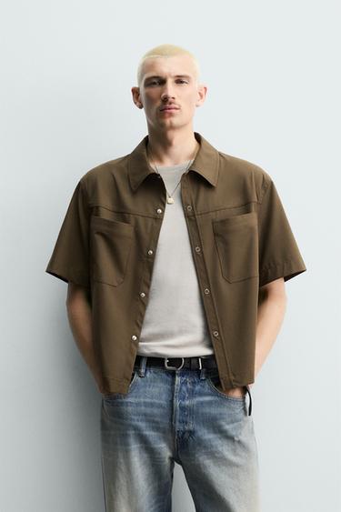 TECHNICAL RELAXED FIT SHIRT - Tobacco by Zara