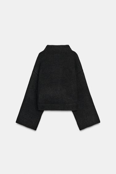 VESTE BOMBER CROISÉE EN MAILLE - Noir de Zara - Image 7