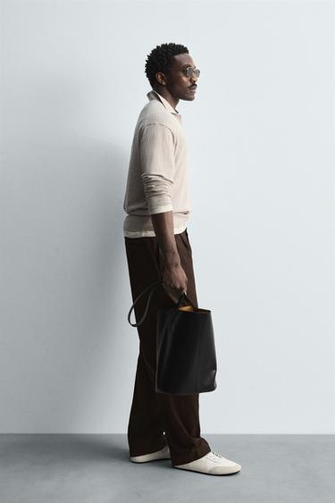 COTTON-WOOL KNIT POLO SHIRT - Beige by Zara - Image 3