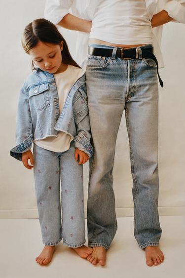 Zara CULOTTE JEANS WITH BOWS - Light blue - Image 0