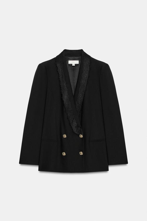 VESTE CROISÉE EN DENTELLE - Noir de Zara - Image 4