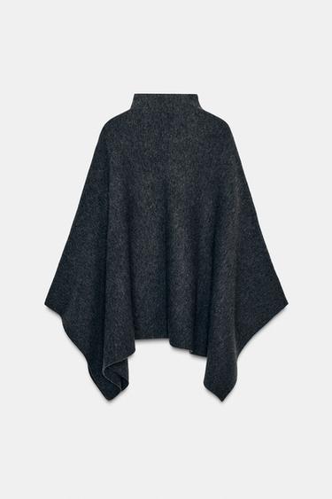 KNIT CAPE WITH HIGH NECK - Grey by Zara
