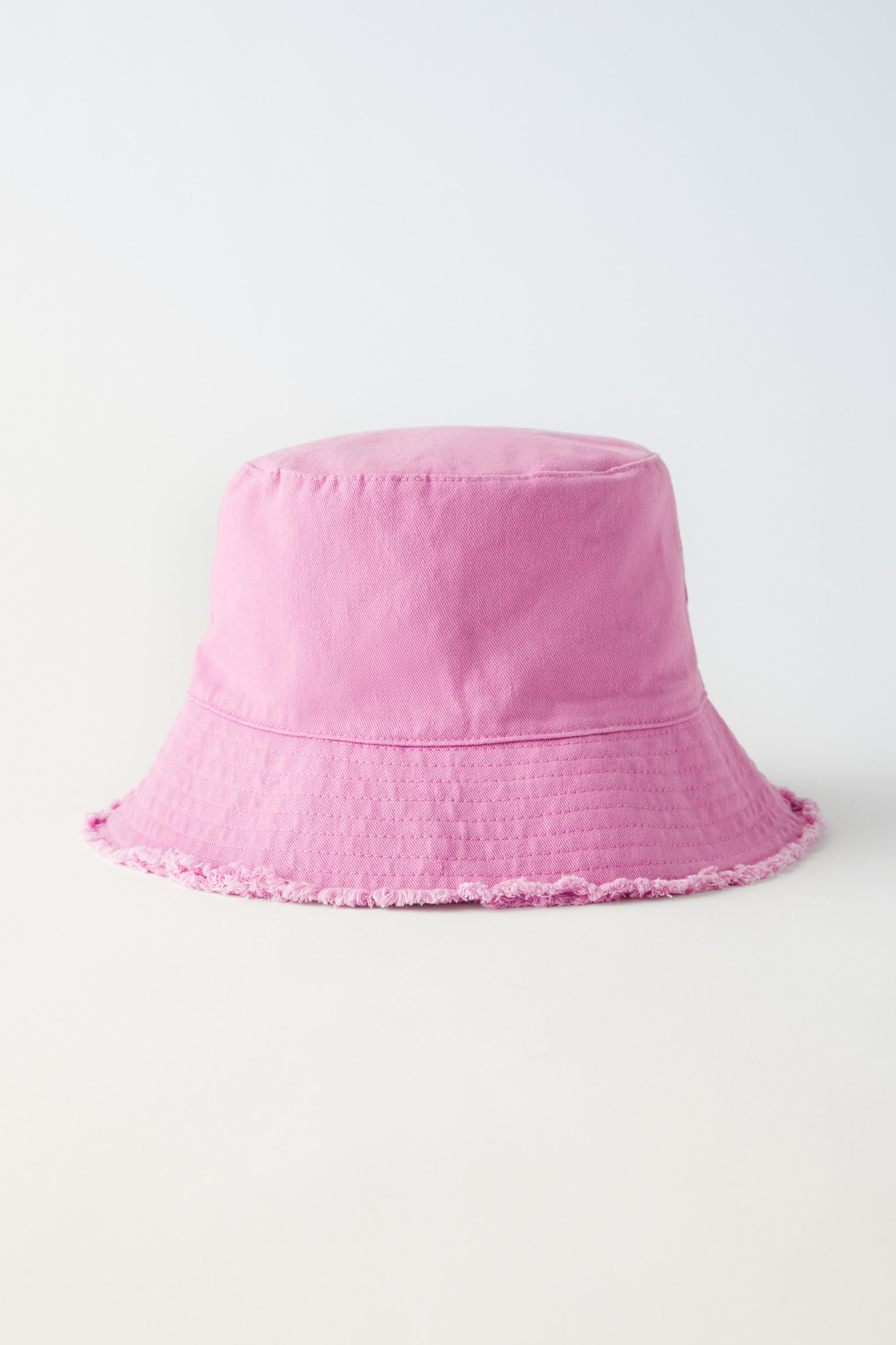 H&H Women's Frayed Bucket Hat Pink Mid