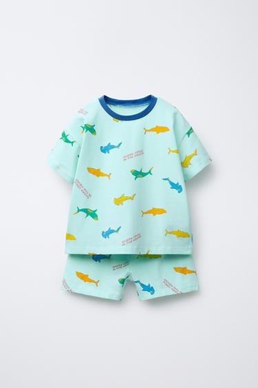 2-6 YEARS/ SHARK PRINT T-SHIRT AND BERMUDA PYJAMAS - Light blue by Zara