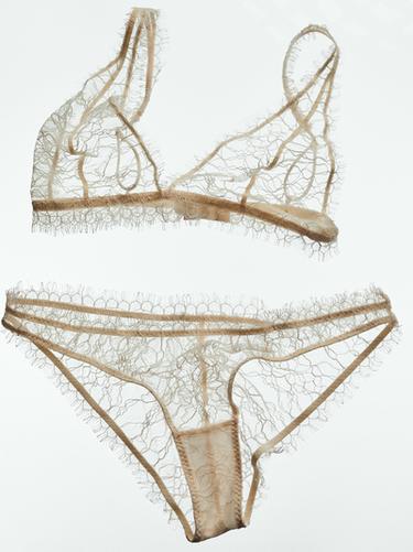Bralette en dentelle effilochée - Écru de Zara
