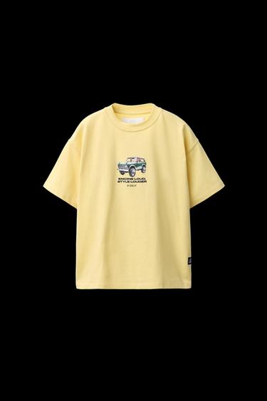 Zara CAR PRINT T-SHIRT - Yellow - Image 0