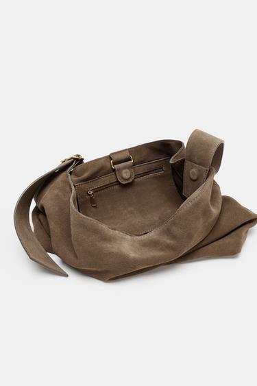 MAXI LEATHER BUCKET BAG WITH RING DETAIL - Brown by Zara - Image 4