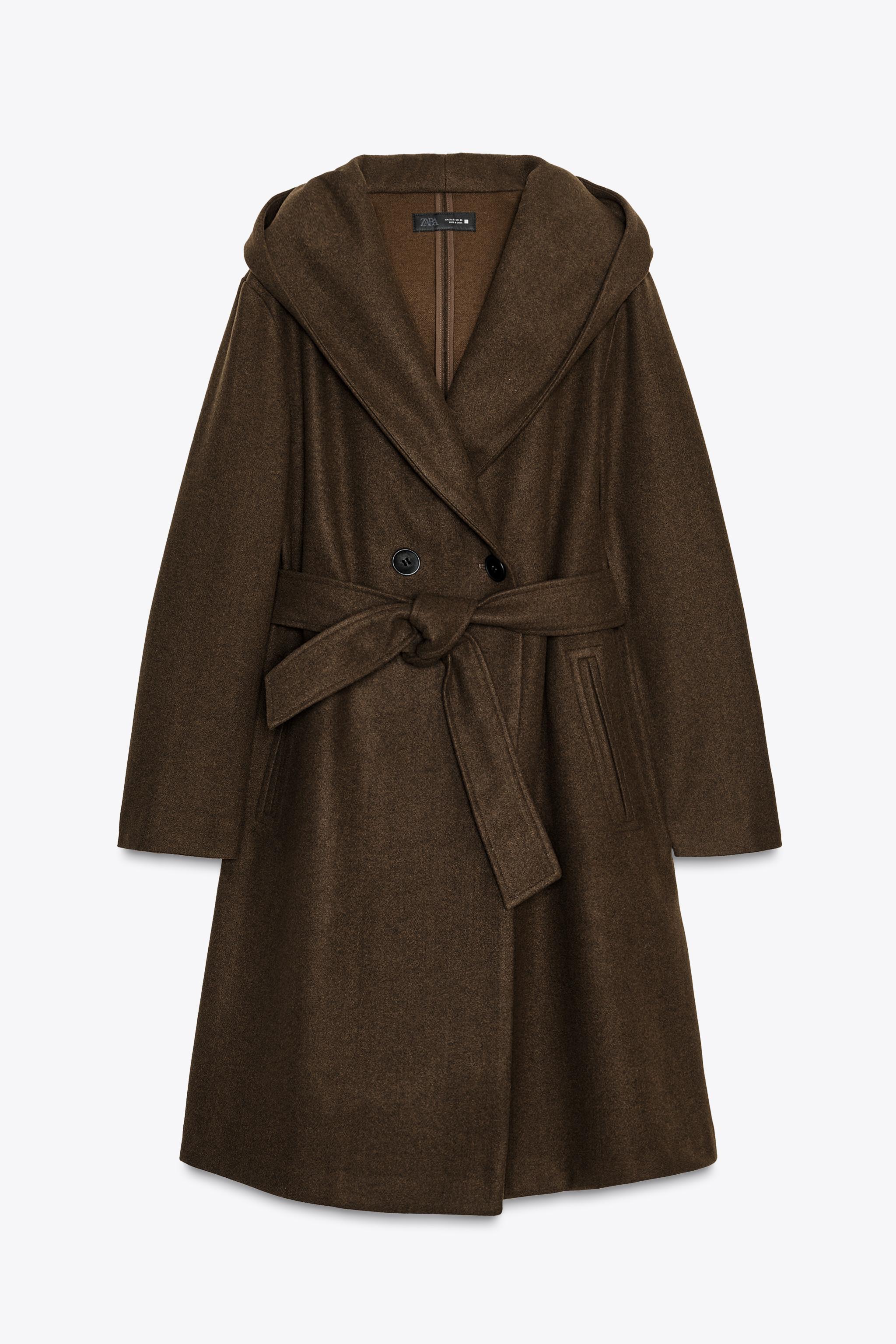 ★ZARA★ SOFT HOODED BELTED COAT BELTED SOFT HOODED COAT - Black | ZARA United States