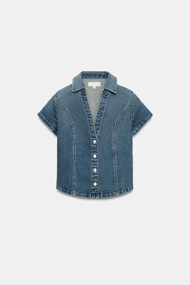 FITTED TRF DENIM SHIRT - Blue by Zara - Image 5