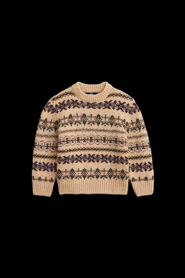 LIMITED EDITION PATTERNED KNIT JUMPER - Beige by Zara