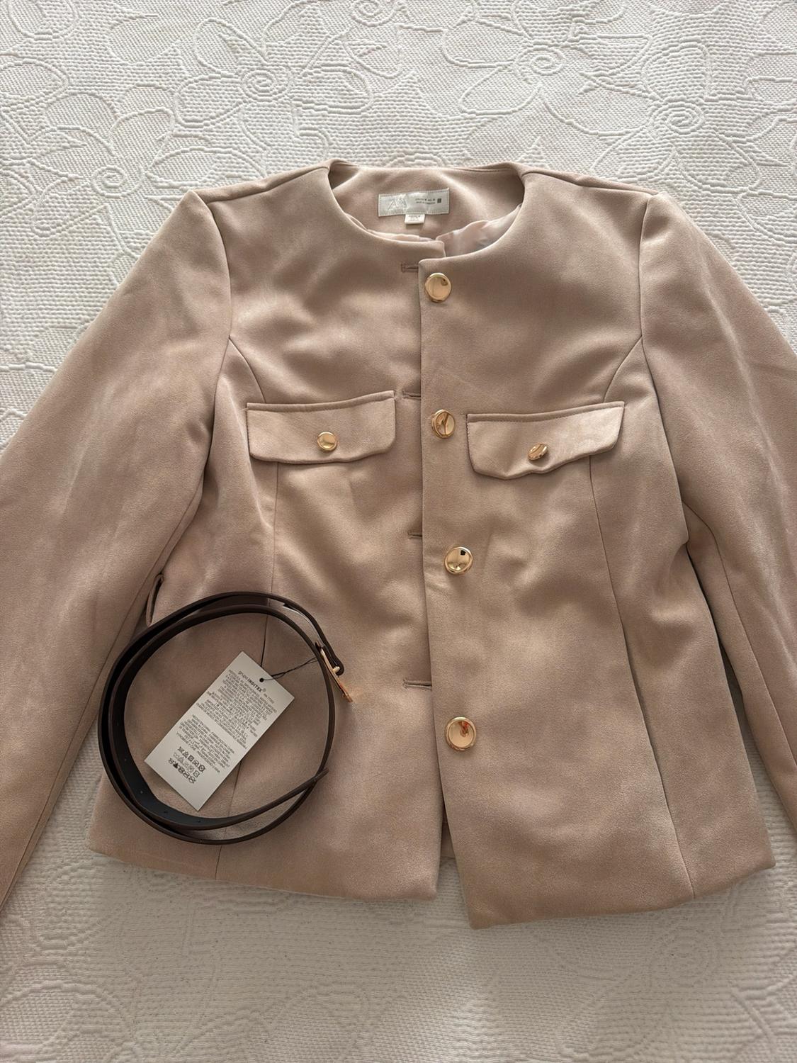 FAUX SUEDE BLAZER WITH BELT - Image 2