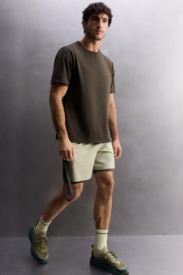 LIGHTWEIGHT PERFORATED SHORTS - Grey green by Zara - Image 5