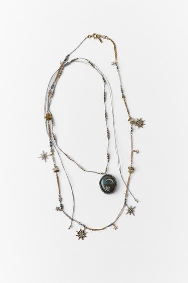 PACK OF 2 COMBINED NECKLACES WITH STONE AND STARS - Gold / Silver by Zara
