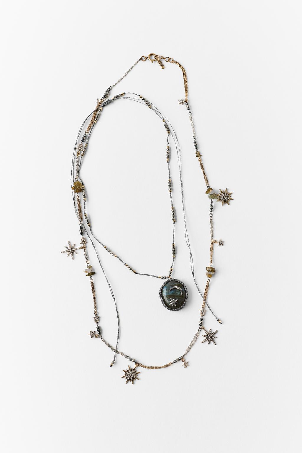 PACK OF 2 COMBINED NECKLACES WITH STONE AND STARS