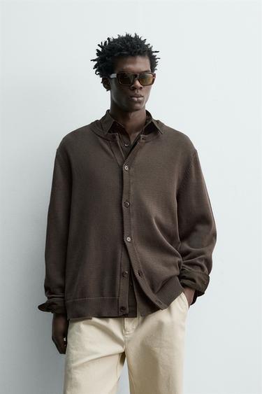 كارديغان REGULAR FIT قطني - بني by Zara