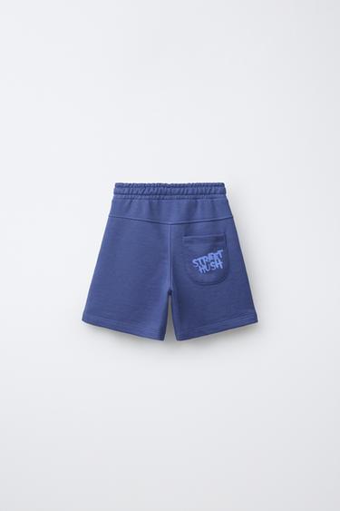 VARSITY NUMBER BERMUDA SHORTS - Blue by Zara - Image 1