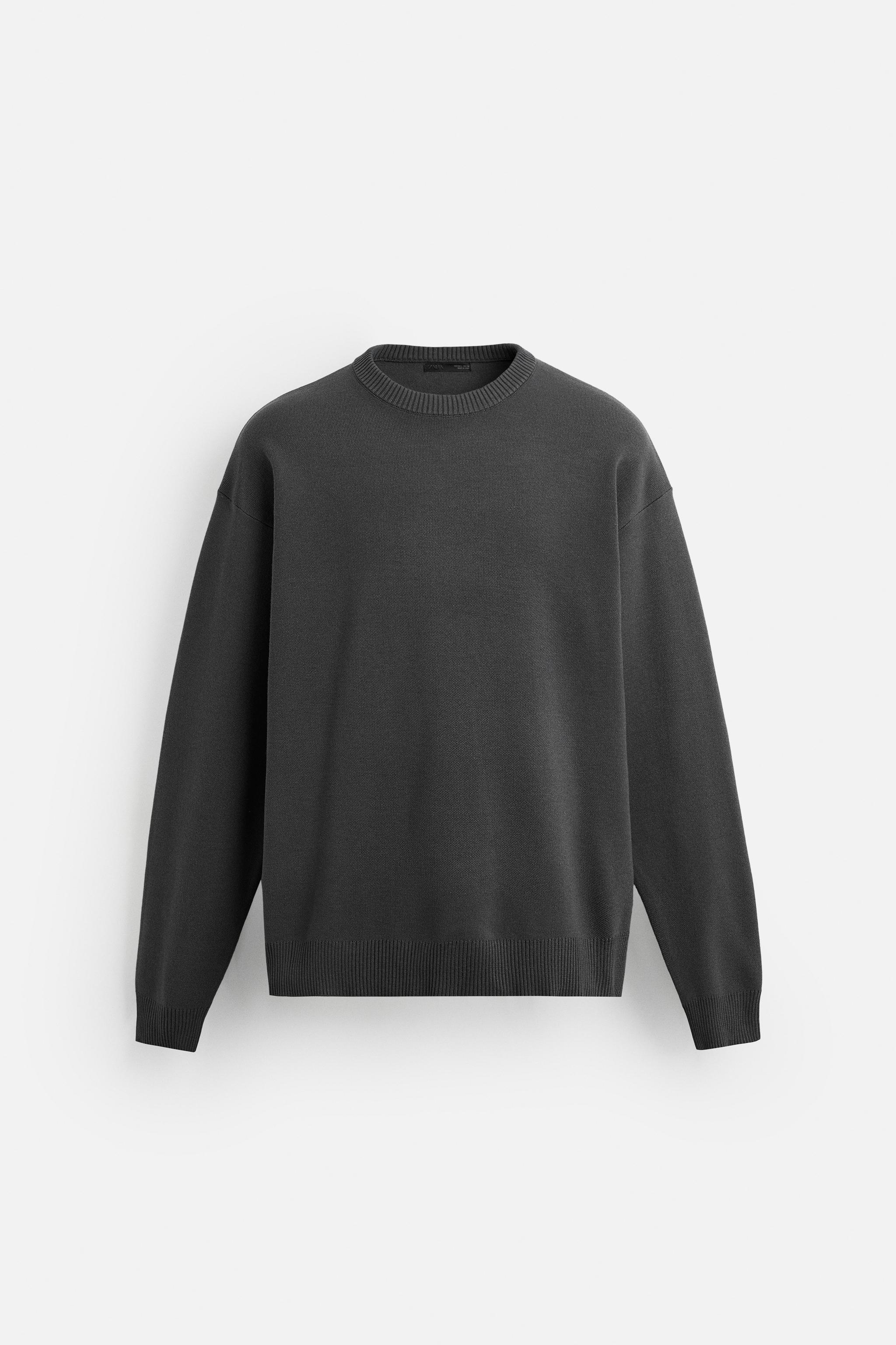 Crew Neck Pull Oversize Homme Zara Men´s Grey Jumpers Explore Our