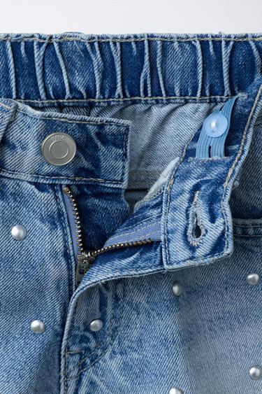 STUDDED DENIM BERMUDA SHORTS - Blue by Zara - Image 2