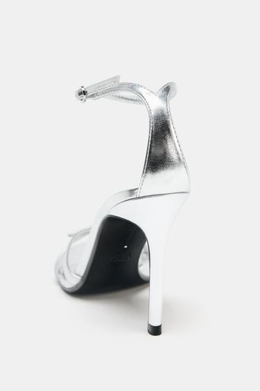 SANDALES À TALONS HAUTS EFFET MÉTALLISÉ - Argent de Zara - Image 7