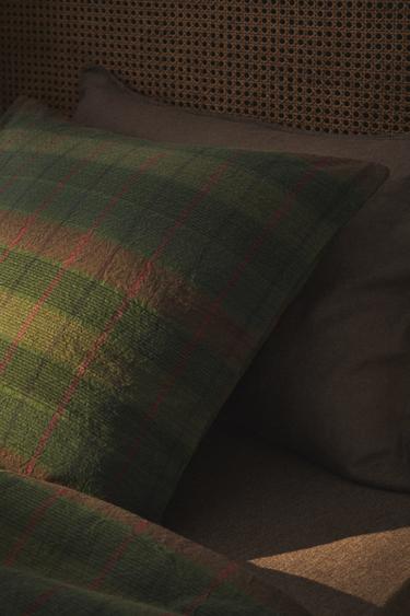 Zaras JULIGT ÖRNGOTT I SKOTSKRUTIGT BOMULL - Mörkgrön