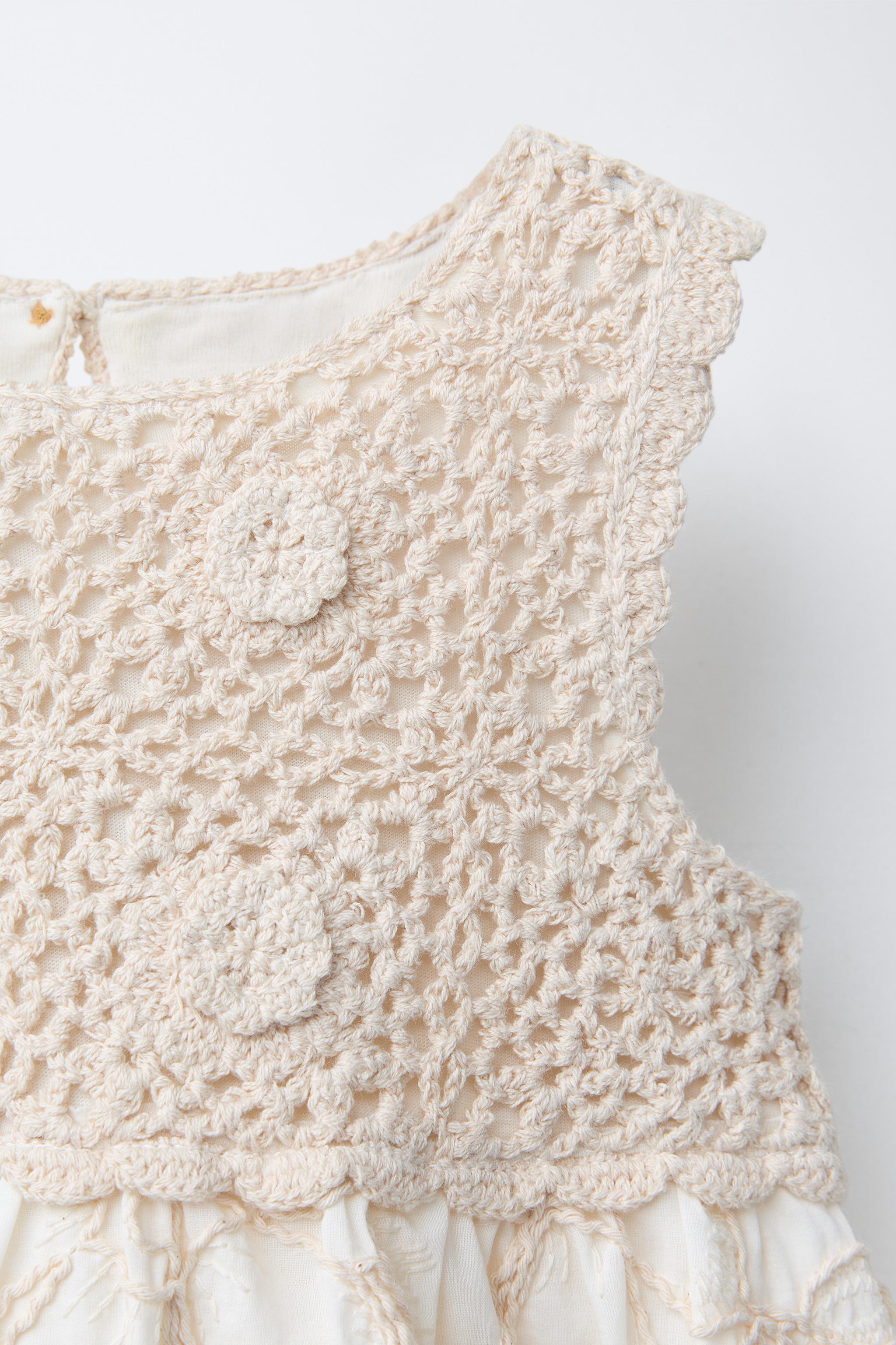COMBINED KNIT CROCHET DRESS - Ecru | ZARA United States COMBINED KNIT CROCHET DRESS - Ecru | ZARA United States