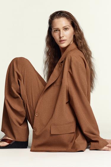 OVERSIZE BELTED BLAZER - Caramel by Zara