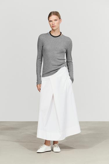 Zara Midi skirt with yoke and pleated detail - White - Image 0