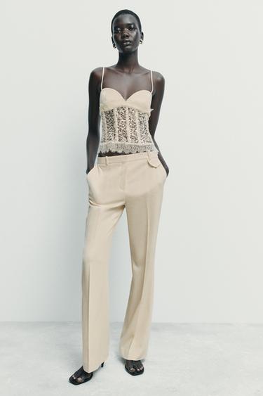 TOP CORSETERO LENTEJUELAS - Crudo de Zara