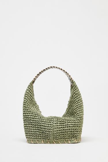 Zara BRAIDED BODY MINI BAG - Green