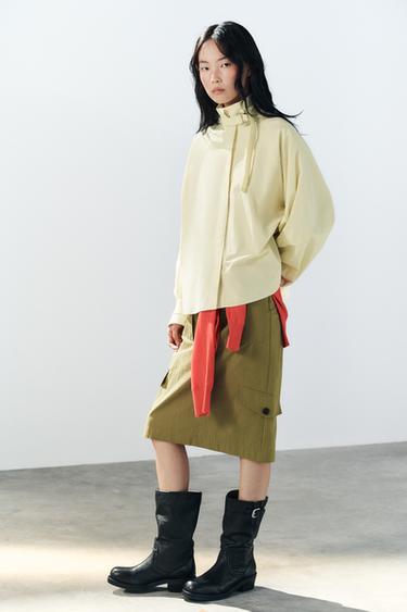 BUCKLED POPLIN SHIRT — Light yellow 2