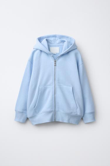 BASIC ZIP-UP HOODIE - Light blue by Zara
