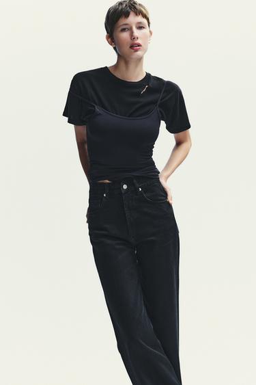 TRF HIGH-WAIST WIDE-LEG JEANS - Black by Zara - Image 2